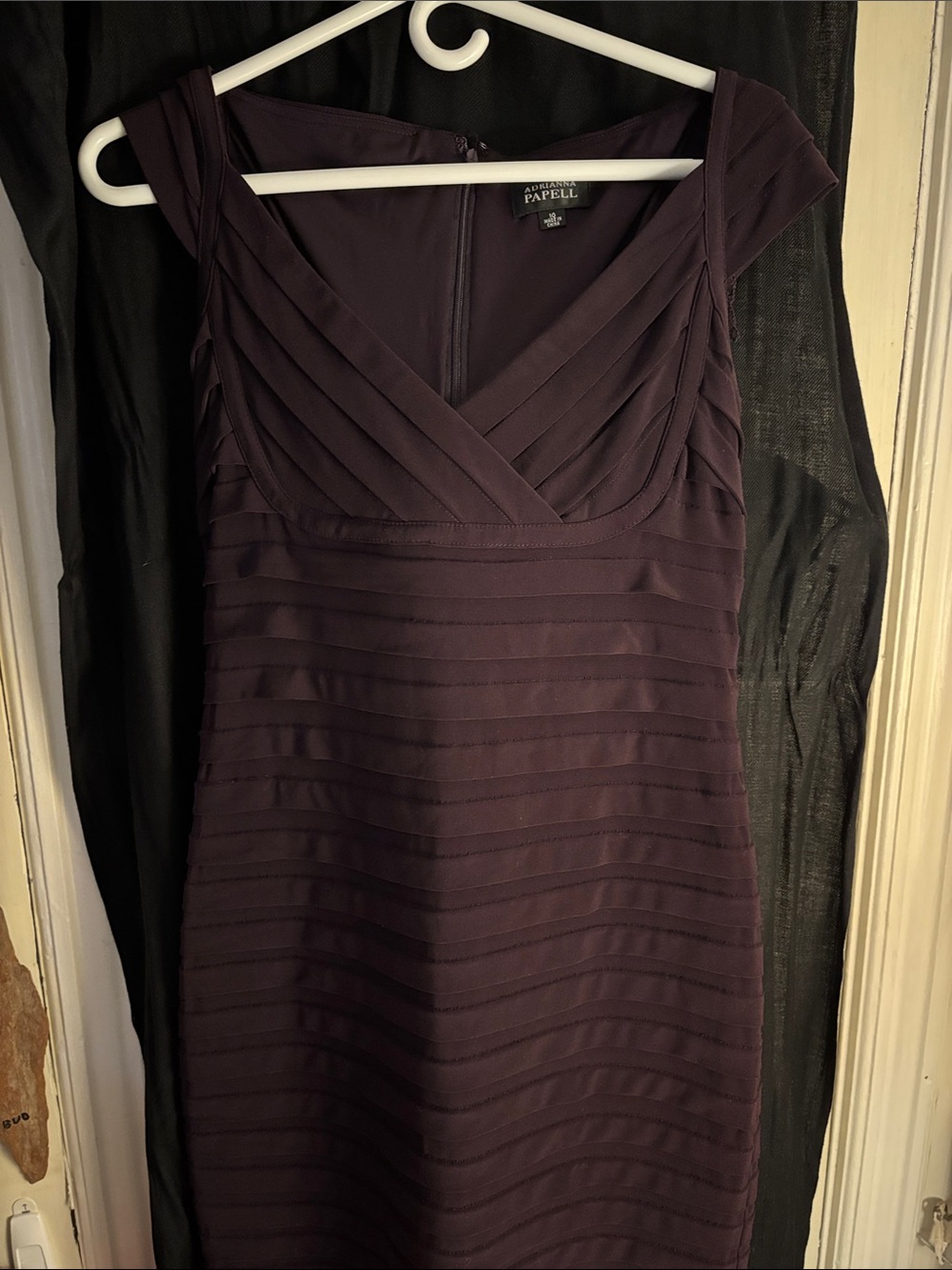 Adrianna Papell Deep Eggplant Cocktail Dress-size 10